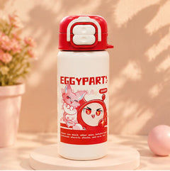 Cream White & Red Cartoon Kids Water Bottle