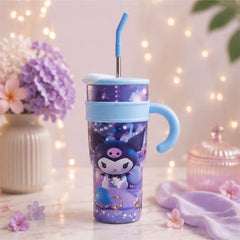 Cute Cartoon Straw Tumbler with Handle for Kids