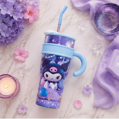 Cute Cartoon Straw Tumbler with Handle for Kids