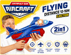 2-in-1 Airplane Launcher Toy for Kids – Flying Aircraft Catapult Toy with Light Effect, 12–16M Range, Ages 3+