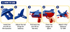 2-in-1 Airplane Launcher Toy for Kids – Flying Aircraft Catapult Toy with Light Effect, 12–16M Range, Ages 3+