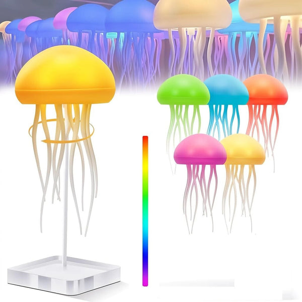 Jellyfish Lamp With Moving Tentacles & Base, 72 Gradient Rgb Colors Table Lamp