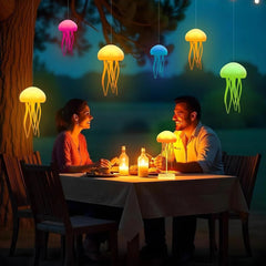 Jellyfish Lamp With Moving Tentacles & Base, 72 Gradient Rgb Colors Table Lamp
