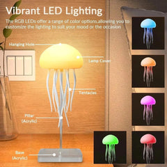 Jellyfish Lamp With Moving Tentacles & Base, 72 Gradient Rgb Colors Table Lamp