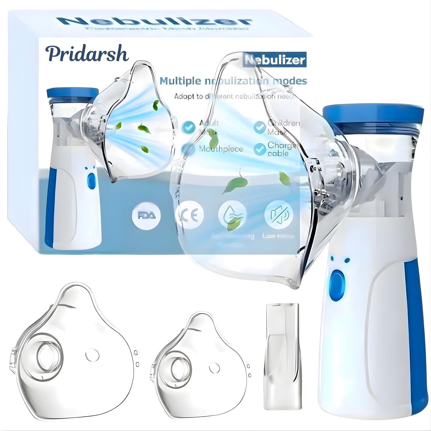 Nebulizer,Portable Mesh Nebulizer Mini Vaporizers Handheld Atomizers for Adults and Children,Ultrasonic Humidifier for Home and Travel Use, Steam Mesh Inhalators (2025 Blue- Self Cleaning upgrade)